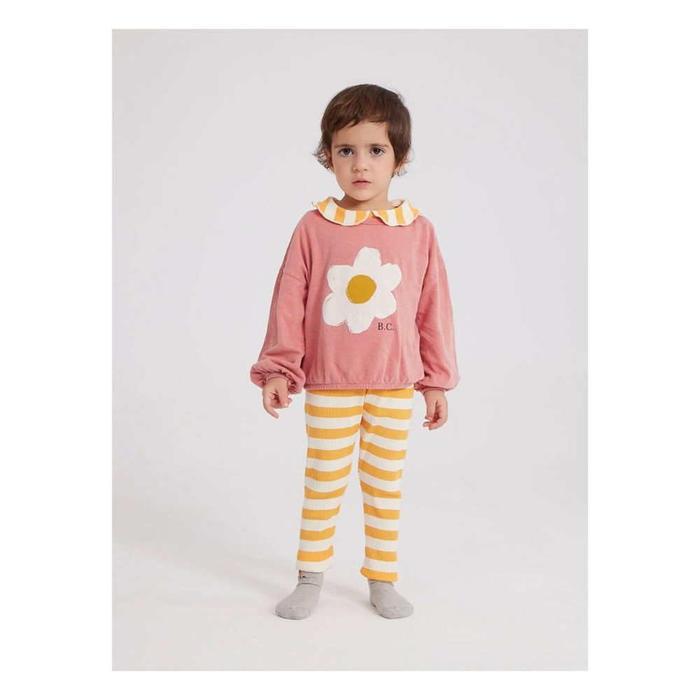 Bobo Choses Striped Ribbed Leggings in Orange